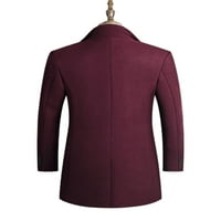 Prednji protok Muška jakna rever Trench kaputi dugi rukav grašak od graška zimska topla poslovna odjeća Solidna boja Omotači vino crveno xl