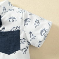 Dojenčad za dječake Mjeseci Dječaci Outfit Postavite kratki rukav DINOSAUR Ispis prema dolje majica i elastične kratke hlače Postavite dječje dječake