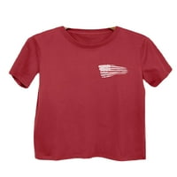 Capreze majice za žene Neovisnosti Dan majica Crew Neck Ljetni vrhovi kratkih rukava TEE COMFY TUNIC BLUSUS US Zastava Pulover za ispis Crveno 3XL