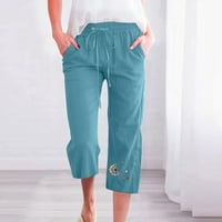 Ylioge Comfy ravne hlače za žene svakodnevno nose ljetne cvjetne pantalone džepovi posteljina visoki