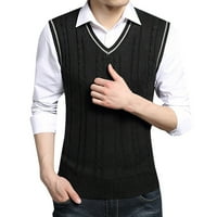 Prsluk za muškarce, muškarci Ležerni pleteni pamučni V-izrez prsluk pulover bez rukava na vrhu bluza