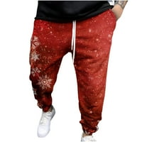 Hlače za muškarce čišćenje muškaraca Ležerne modne dukseve Božićni 3D štampane pantalone elastične pantalone