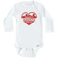 Neko u Augusta me voli Augusta Gruzija Skyline Heart One Baby Bodysuit, 0- mjeseci bijeli