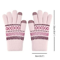 Božićne ružičaste rukavice snijeg cvijeta topli pleteni zimski pokloni čarape za žene