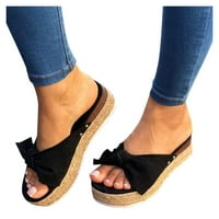 Ženske crne sandale Espadrilles Slip na klin sandalama slajd platform platforme Otvori prste ljetne cipele