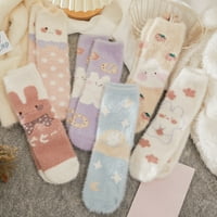 Dyfzdhu zimske čarape za žene slatke uzorak termalne kvarove čarape zadebljane plišane tople kat čarape