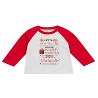 Canrulo Božić Kidske djece Dječji dječaci Majice Pismo Ispisani dugi rukav Pulover patchwork vrhova odjeća Crvena čaša 6- godina