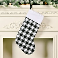 Plastirane božićne čarape, 17 Classic Bufonillo crno bijelo crveno plaćeno božićne čarape kamin Viseći čarape za čarape sa plišanim manžetnom za božićni praznični dekor, crni