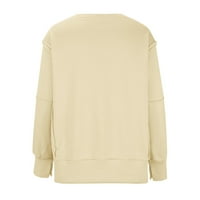 Farstey predimenzionirane dukseve za žene Solid Color Labavi povremeni pulover bluza za posadu ramena