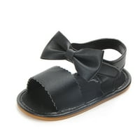 Sandale za djevojčice za dijete Ljeto Mekani čvrsti klizni luk Crib Toddle Sandal Crna 9m-18m