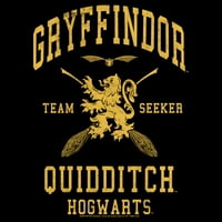 Dječakov Harry Potter Gryffindor Quidditch Gold Tražitelja tima Grafički tee crni veliki