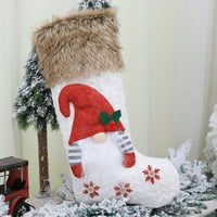 Temacd Božić Gnome Čamac za čarape za skladištenje bombona Xmas Tree Viseći ukras