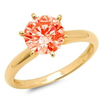 3CT okrugli rez crveni simulirani dijamant 18k žuti zlatni gravirajući izjavu bridalni godišnjica angažmana