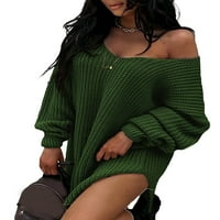 Ženski kosač vrata sa labavim pletenim džemper dugim vrhu