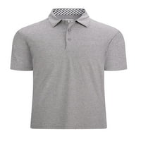 REJLUN MAN Polo majica kratki rukav T košulje rever izrez Tee Laise Bluza Classic Fit Beach Pulover Grey XL