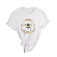U ženskim proljetnim ljetnim pčelama Štampani kratki rukav o vratu majica TOP XXL
