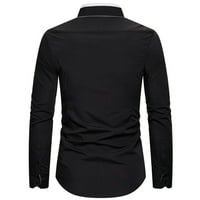 Pxiakgy majice za muškarce s rukavom s rukavom dugačka bluza Ležerne tanke gornje čvrste muške boje Muške majice majice crna + xxl