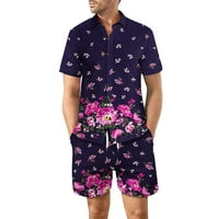 Yievit muns Travel Outfits postavlja klirence Hawaiian Gumb za isključivanje Ispis Bluza s kratkim rukavima