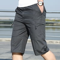 Kali_store hlače za muškarce Muški struk za struk sa stranim džepom ravne teretne hlače Joggers Grey, 4xL