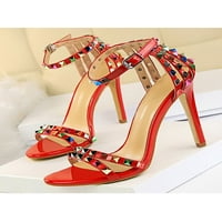 Gomelly ženske haljine cipele sa strapom sandala za gležnjeve sa sandalom visoke pete Sandale Comfort Heels party vjenčani crveni 7,5