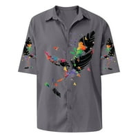 Strungten Havajska majica za muškarce, muške vintage gumb dole košulje za kuglanje Skraćeno ljeto majica na plaži MENS majica