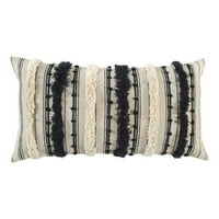Rizzy Home Stripe 14 26 dolje jastuk sa teksturiranim pamučnim poklopcem prirodnim crnim