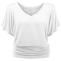 Žene casual labav vrhovi T majica Ladies Ljeto V izrez Plain TEE bluza plus veličina