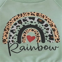 Toddler Baby Boy Girl Dinet Set Unise Pamuk Rainbow Ispiši Jesenje dugih rukava Hlače Duks pulover Set