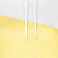 Hanas vrhovi ženski povremeni o-vrat kontrastni boju dugih rukava Top pulover zveznicu žuti l