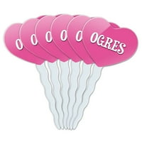 Ogres Heart Love Cupcake Pick Toppers - Set od 6