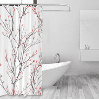 Crveno listovi za zavjese za tuširanje, stabla zastolje za tuširanje za kupatilo, moderna minimalistička