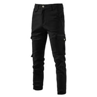 Sawvnm Muška modna casual čista boja na otvorenom Zipper džep casual hlače Duksevi poklon za odrasle crne xxl