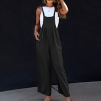 Qiaocaity Rompers za ljetni bodysuit ženski modni dvostruki džepni džepni džepov pamučni posteljina