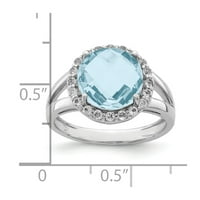 Čvrsta srebrna lagana STORLING SWISS BLUE TOPAZ zaručničke prstene 6