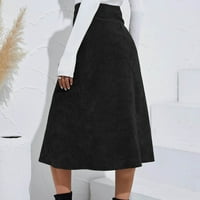 Suknje za žensku žensku suknju od čvrstog struka suknje od vinoja zamotavanje jednostrukih sitnih i zimskih ženskih suknji crne xl