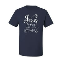 Smiješan kršćanski citat Isus voli ovaj vrući nered inspirativnih kršćanskih muških grafičke majice,