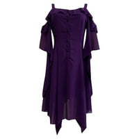 Haljina za žene, žene plus veličine modne rame na ramenu Gotic Ruffled Sling haljina nepravilna haljina ljubičasta 5xl