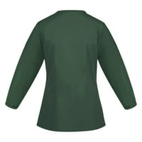 Žene V-izrez Modni čvrsti ženski dugih rukava labava bluza s džepom Green 2xl