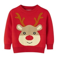 Djevojčice za djecu Dječaci Dječaci Djevojke Božićni jelen Ispis Topli pleteni džemper s dugim rukavima Xmas Tops pletiva Cardigan kaput