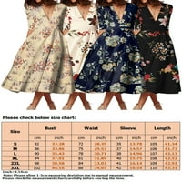 Capreze ženske ljuljačke haljine duboki V izrez A-line-haljina cvjetna print midi haljina kaftana s