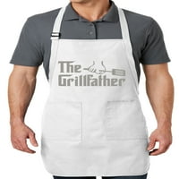 Muškarci je grillfather pregača pune dužine sa džepovima - bijela