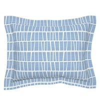 Pamuk Satens prirubdjev rub Sham, Standardno - skandinavska japanski jednostavan moderni geometrijski minimalistički skandi Sažetak Plavi akvarel Ispiši posteljinu po mjeri