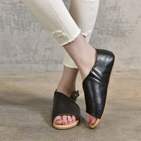 DMQupv klizne sandale za žene veličine cipela modna okrugla kuka i petlja u boji kolekcije solidne ravne