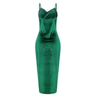 Haljine za žene ženski omotač srednji duljina čvrstog bez rukava V-izrez seksi žigosanje haljina za omotače zeleno l