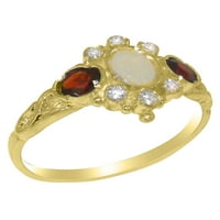 Britanci napravio je 9k žuto zlato prirodni Opal Garnet kubični zirkonijski prsten za angažman - Veličina