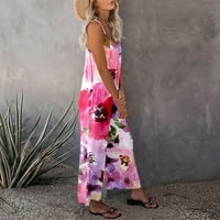Ženska modna casual bez rukava Camisleseless Track poluga V-izrez Široka šipka za nogu Pant Ljeto Loose Comfy kombinezon Pink XL