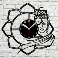 Dharma Buda Vinil Record Wall Clock Wall Art 3D Moderan dizajn Ured Bar Soba Početna Dekor Poklon