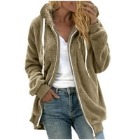 Zimski kaput za žene casual plus veličine plišani džepovi džepovi gornji odjećni tasteri kardigan kaput