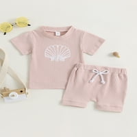 TODDLER Baby Girl Boy Ljeto odijelo Crew izrez kratki rukav s kratkim vrhom za kratke hlače od elastičnog