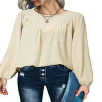 Ležerne bluze sa čvrstim okruglim vratom dugih rukava marelice ženske bluze